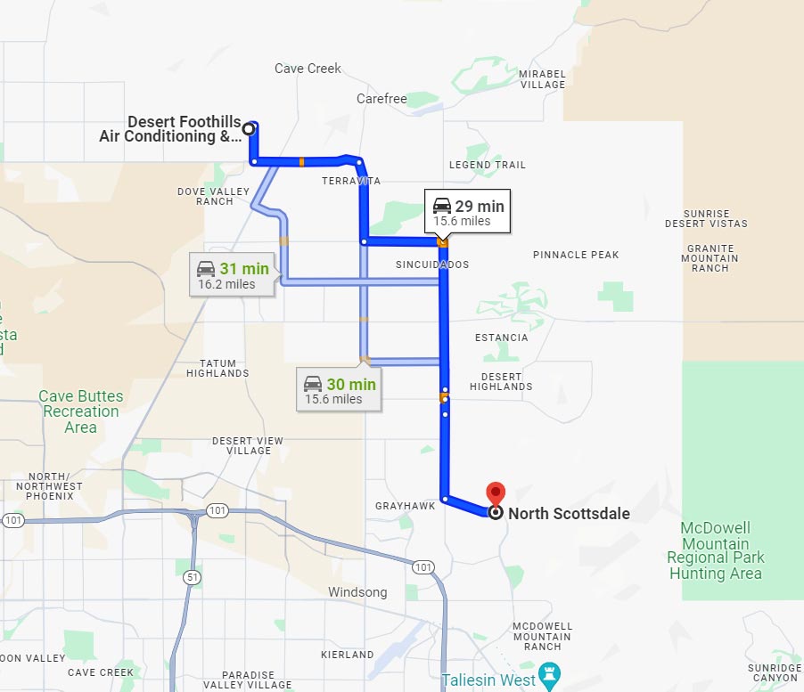 Driving directions from North Scottsdale, AZ