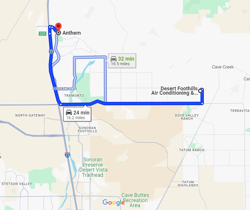 Driving directions from Anthem, AZ